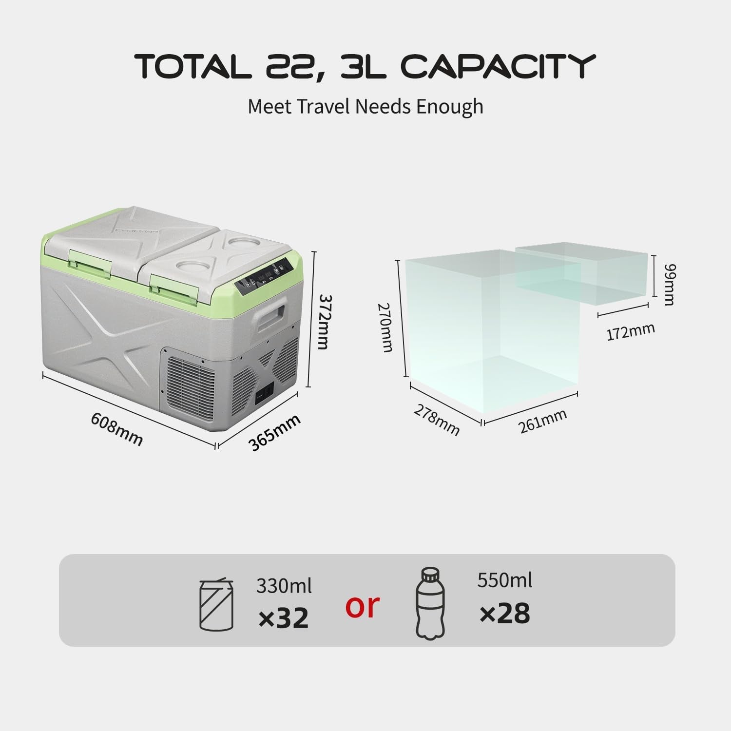 XD35 22,3L Glaciere Portable Réfrigérateur Voiture Camping Congélateur 12/24V Mini Frigo Pour Maison, Bureau Ou Pique-Nique En Plein Air
