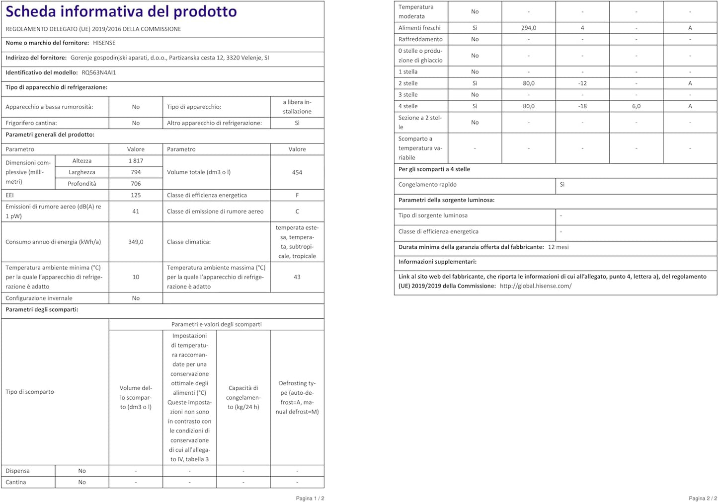 Frigorifero Libera Installazione Hisense RQ563