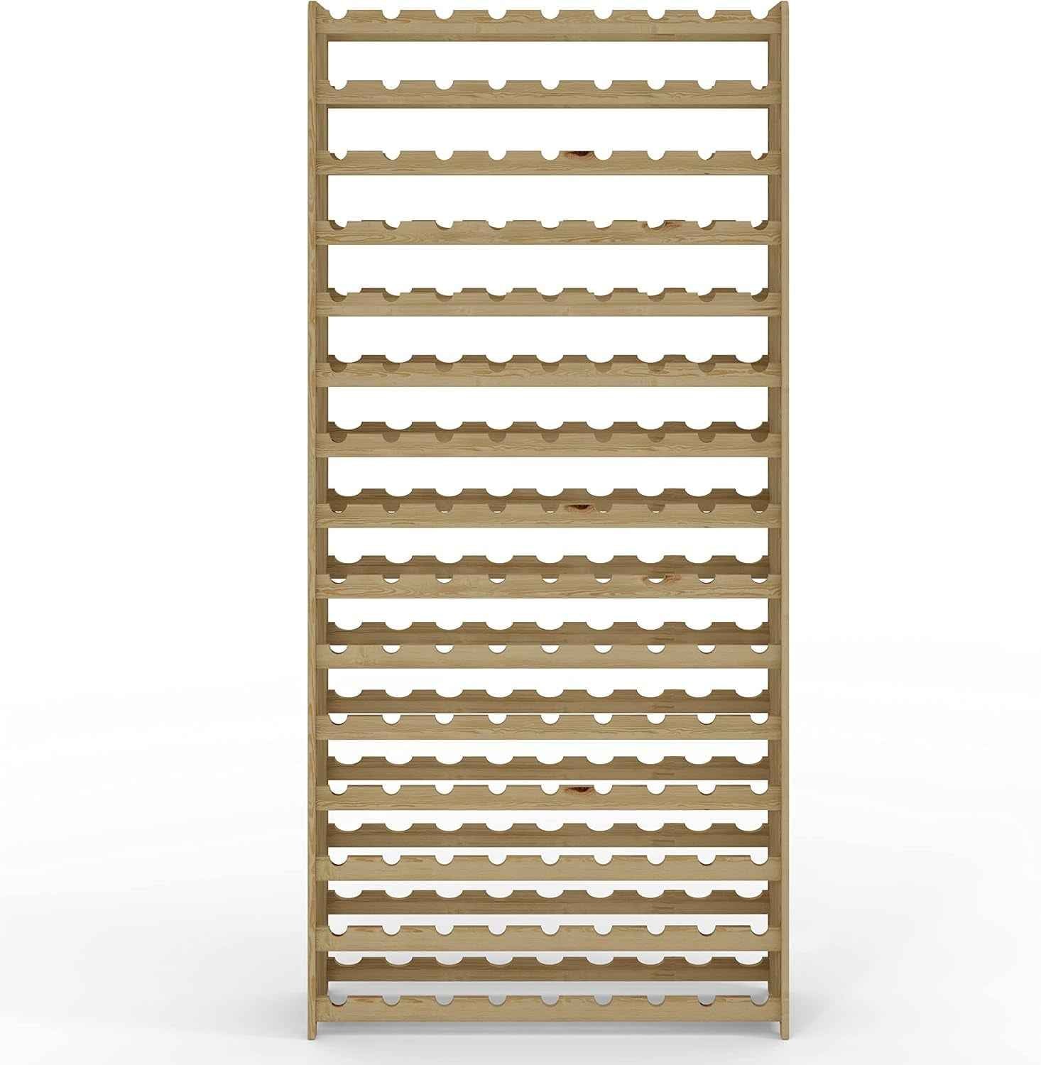 Série RW Étagère À Vin En Bois Pour Bouteilles, Anthracite, Marron, Naturel, RW-3, 13-15 Couchés, Pour 91-135 Bouteilles, Vin, Porte-Bouteilles (Naturel, RW-3-135, 198 X 92 X 26,5, Pour 135