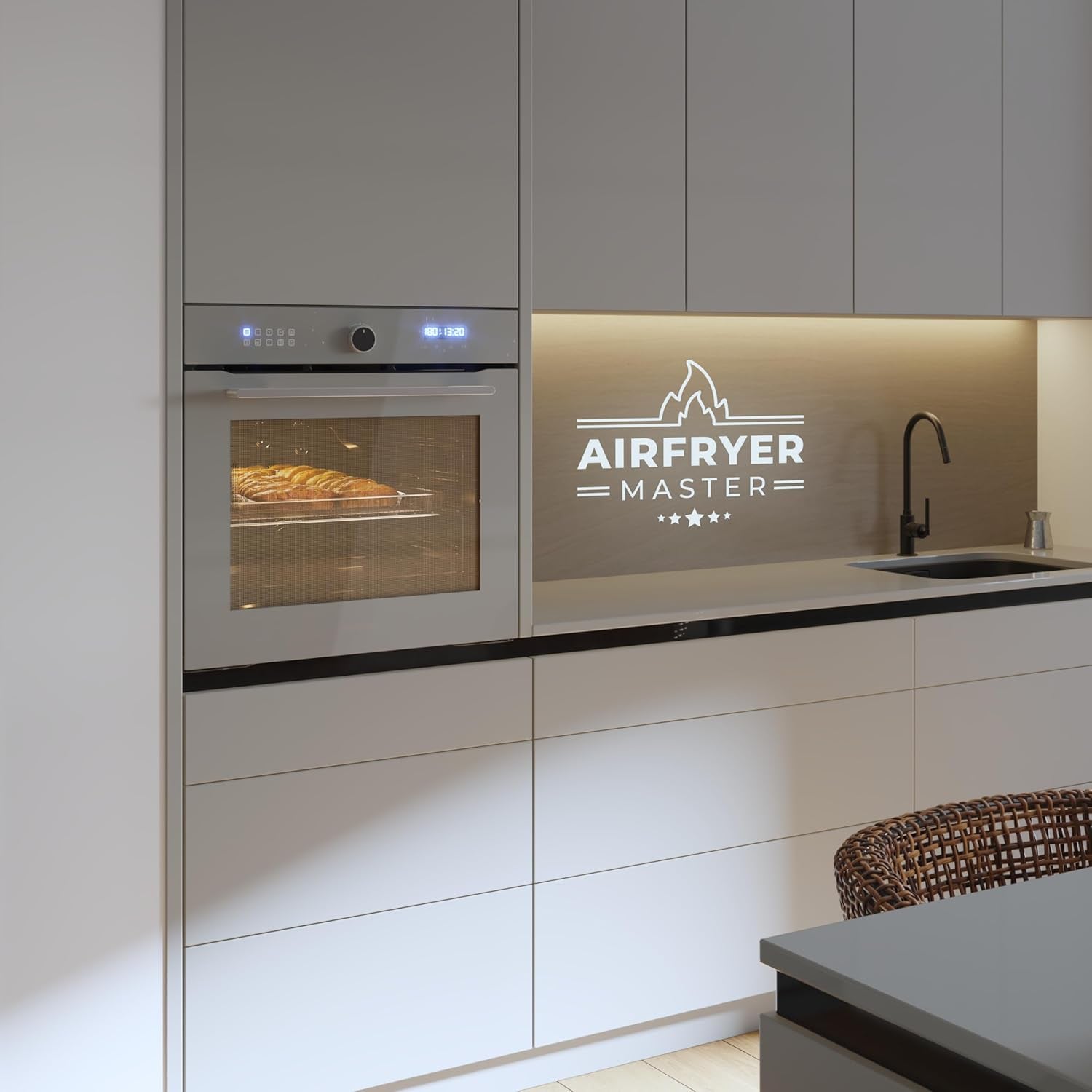 Four Encastrable Multifonction 60 Cm Bolero Hexa AF316000 Glass Grey A. 3400W, 81L, 11 Fonctions Avec Airfryer Master, Pizza Master, Steam Asisst, Steam Easyclean, Cuisson 3D, Décongélation