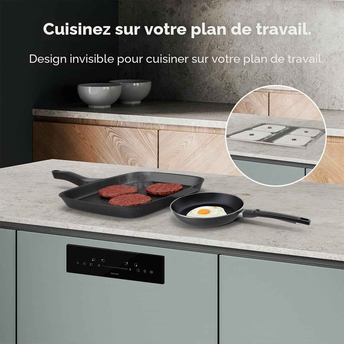 Plaques Invisibles Induction Bolero Squad I 4300 Invisible Fullflex | Puissance 7200 W, Télécommande Avec Slider, 4 Foyers Individuels Ou 2 Zones Flex, 9 Niveaux De Puissance, Fonction Booster