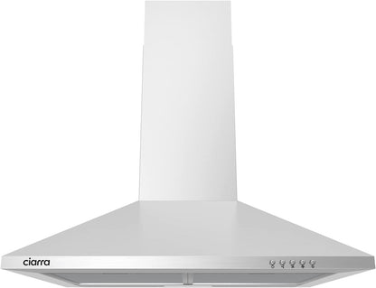 CAS6201A Hottes Aspirantes 60Cm 370M³/H Class A- Evacuation Ou Recyclage -Filtre Charbon NON INCLUS - 3 Niveaux De Vitesse - Hotte Murale - Inox | Pyramide Abzugshaube | Wandhaube | Silber | Leise 62Db | CBCF002X2 Nicht Enthalten