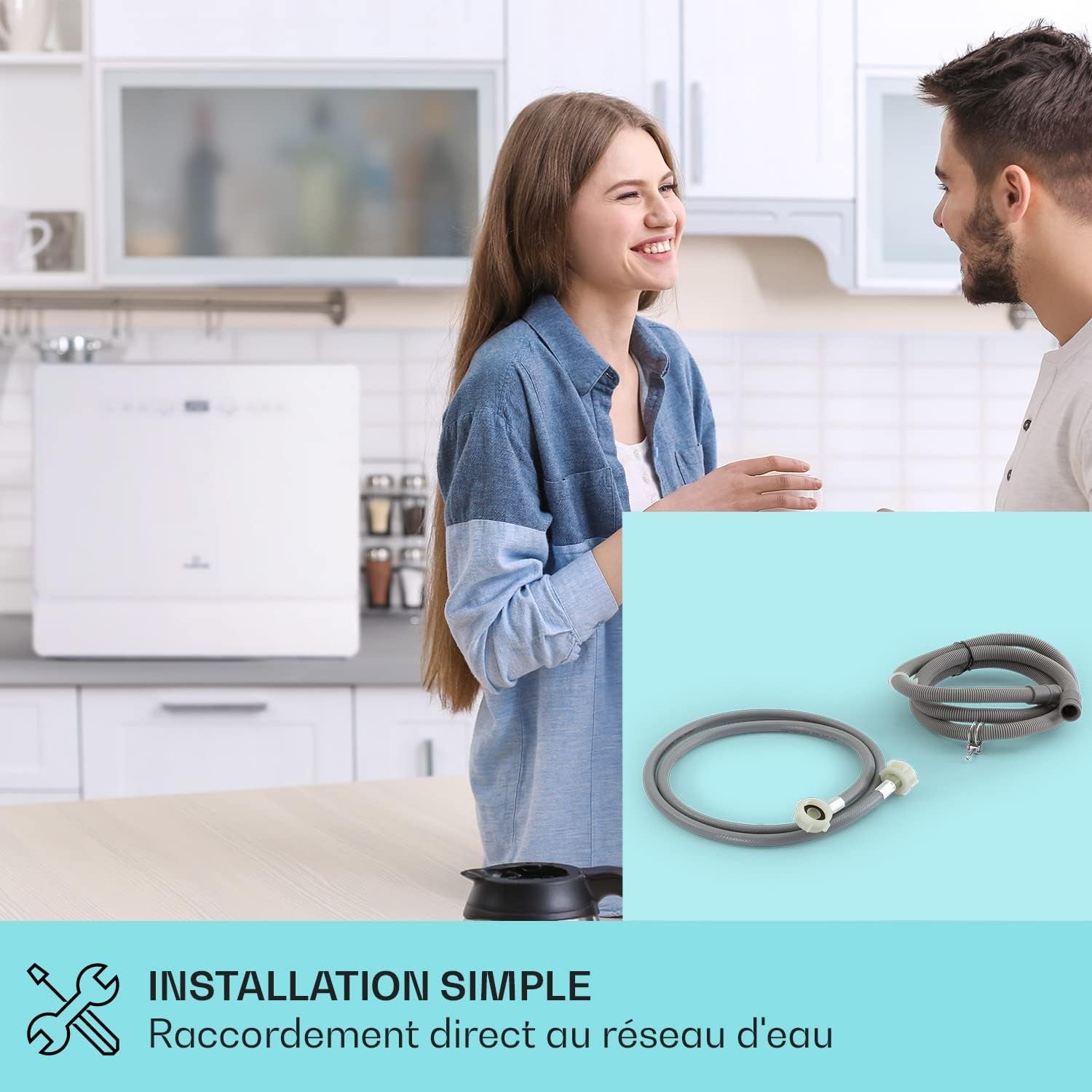Mini Lave Vaisselle Silencieux De Table Portablede 5 Couvert, 6 Programmes De Lavage, Facile À Installer Pour La Maison Et Bureau