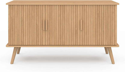 - Buffet 110 Cm Juliette, Lattes Tasseau Bois Coloris Chêne | Avec 3 Portes