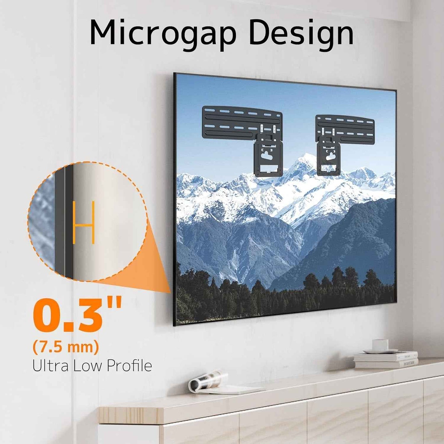 Support Mural Fixe Pour 2021 Samsung TV, Micro Gap Support Mural TV Pour Téléviseurs 43-85 Pouces Neo QLED, QLED and Crystal UHD Avec Capacité Max De 60Kg VESA Max De 1700X800Mm