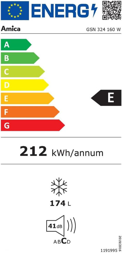 Amica GSN 324 160 W Gefrierschrank, 146 Cm Höhe, Nofrost, 174 L, Led-Beleuchtung, Weiß