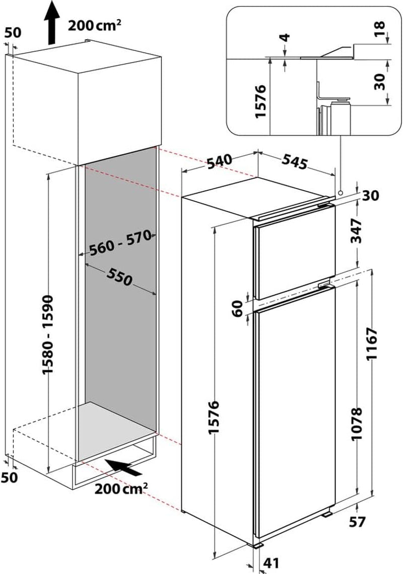 Réfrigérateur Double Porte Statique, 239 Litres, A+