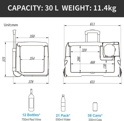CX30 30L Réfrigérateur De Voiture Portable Congélateur Et Réfrigérateur, Glaciere Électrique À Compression Pour Maison, Dortoir, Camping