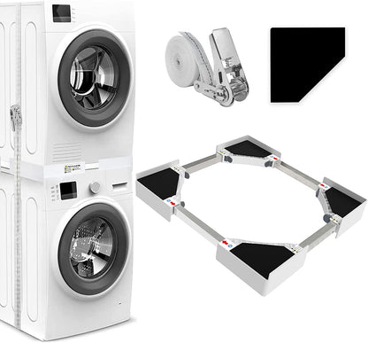 Kit De Superposition Universel, Accessoires Pour Lave-Linge/Sèche-Linge, Universel Cadre Intermédiaire Pour Lave-Linge Et Sèche-Linge Avec Corde À Cliquet, Taille Réglable（46-66Cm）
