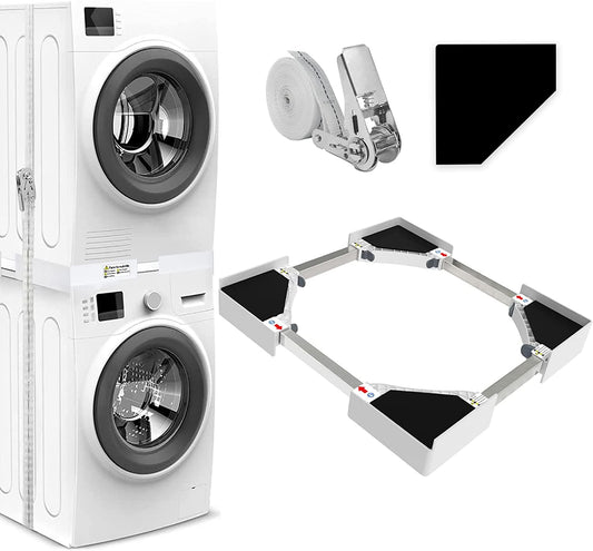 Kit De Superposition Universel, Accessoires Pour Lave-Linge/Sèche-Linge, Universel Cadre Intermédiaire Pour Lave-Linge Et Sèche-Linge Avec Corde À Cliquet, Taille Réglable（46-66Cm）