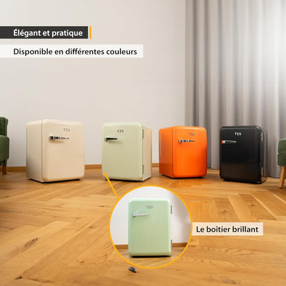 TZS First Austria Mini-Réfrigérateur Silencieux | Design Rétro | Puissance De Réfrigération Réglable | Poignée De Porte | Système De Réfrigération Thermoélectrique | 40L | Menthe