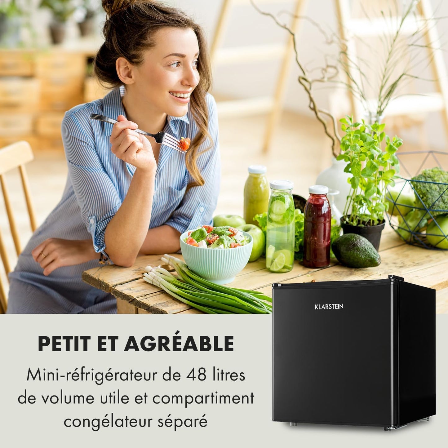 Mini Frigo De Chambre Pour Boissons, Petit Frigo Silencieux, Mini Bar Intérieur, Bières, Petit Refrigerateur Camping, Bureau, Bac À Glacons, Dégivrage Manuel, Frigo Cosmetique, 0-10°C, 46L