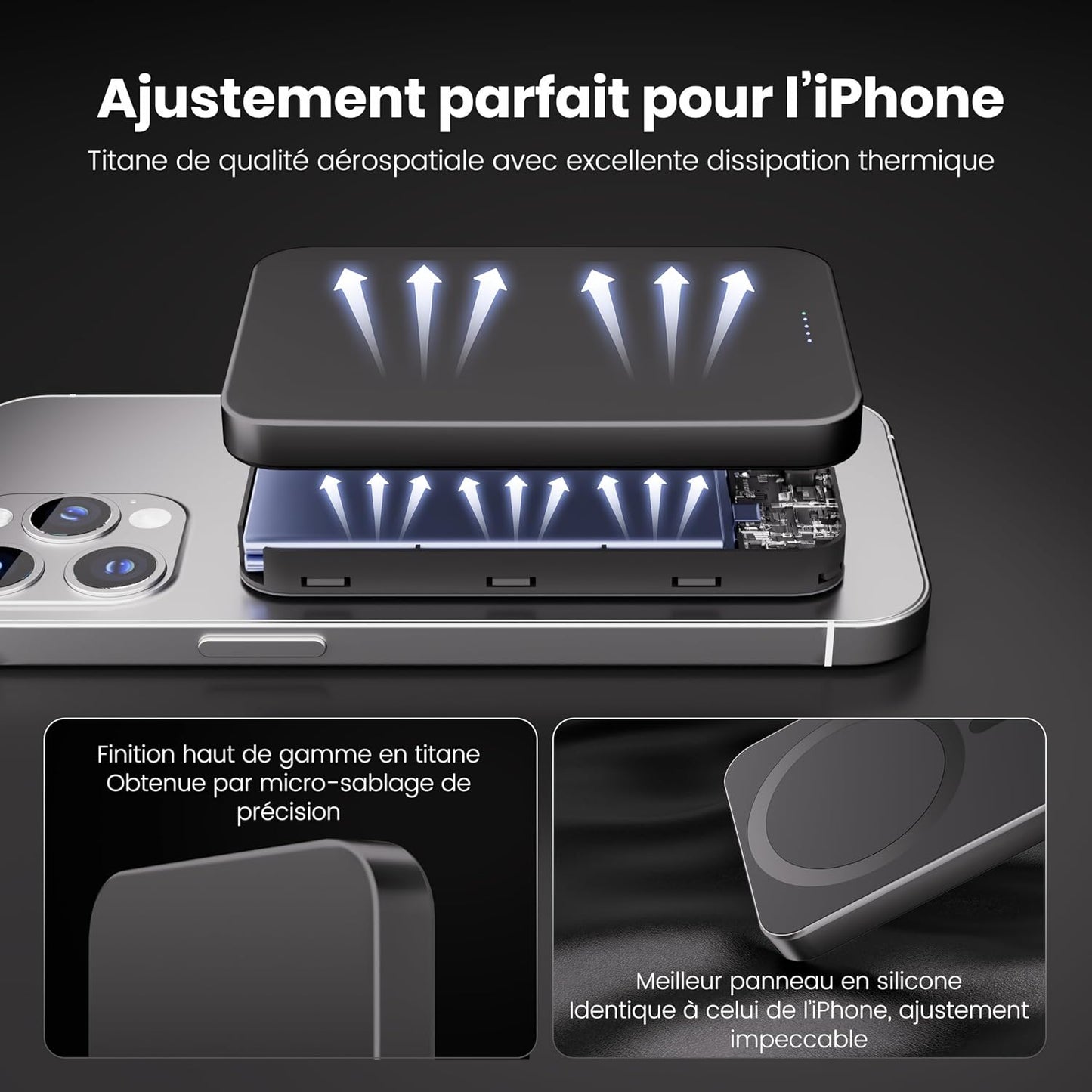 PD20W Chargeur Portable Sans Fil Magnétique 10 000 Mah 14 Mm Design Titane Ultra Fin Avec Entrée Et Sortie USB-C Compatible Avec Iphone 17/16/15/14/13/12 Series (Orange)