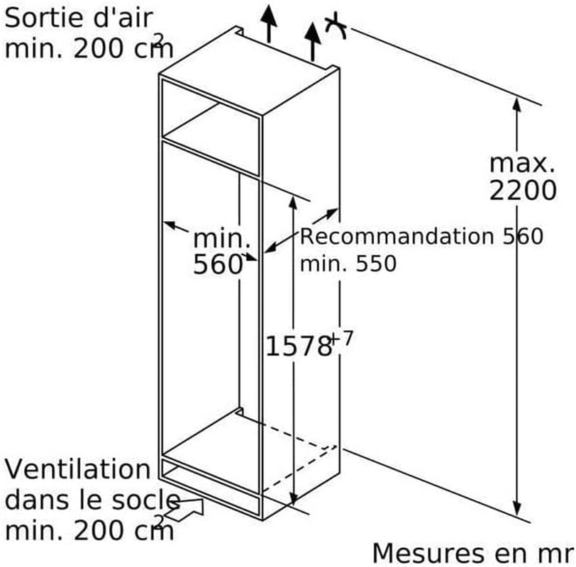Réfrigérateurs 1 Porte 248L Froid Statique  55.8Cm E, KIL 72 AFE 0