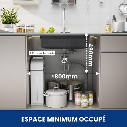 Évier Cuisine Multifonction 70X45 CM, Pour Plan De Travail 80Cm+ | Polyvalent Pour Évier Avec Égouttoir/Planche Découper/Distributeur Savon, Résistant Usure/Corrosion, Facile Nettoyage, Inox