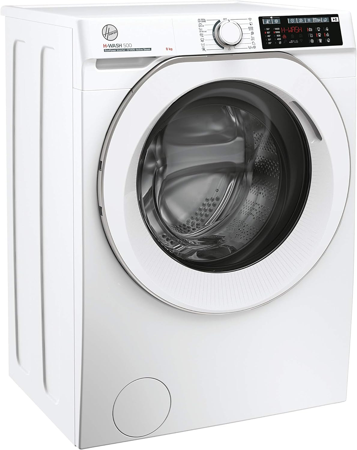 HW 48AMC/1-S H-WASH 500 Machine À Laver Intelligente 8 Kg, 1400 Tours, Wi-Fi + Bluetooth, Charge Avant, Fonction Vapeur, Moteur Onduleur, Libre Installation, 60-54-85 Cm, Blanc, Classe A
