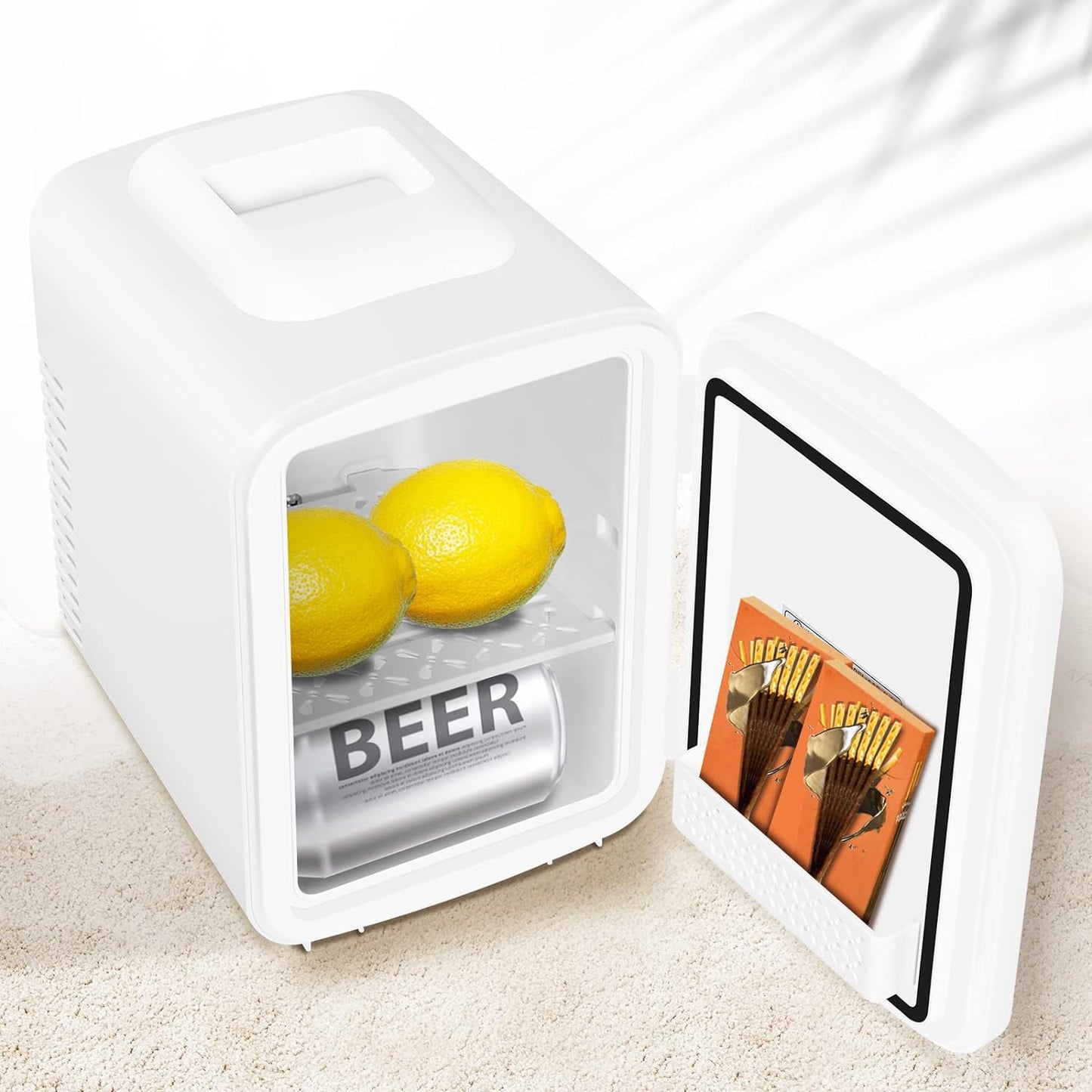 4L Mini Frigo, Petit Réfrigérateur Portable, Réfrigérateur Cosmétique, Frigo Mignon, Fonction Froid/Chaud Pour Bureau, Chambre, Voiture, Voyage, 220V/12V, Blanc, 24,5X18,5X27Cm