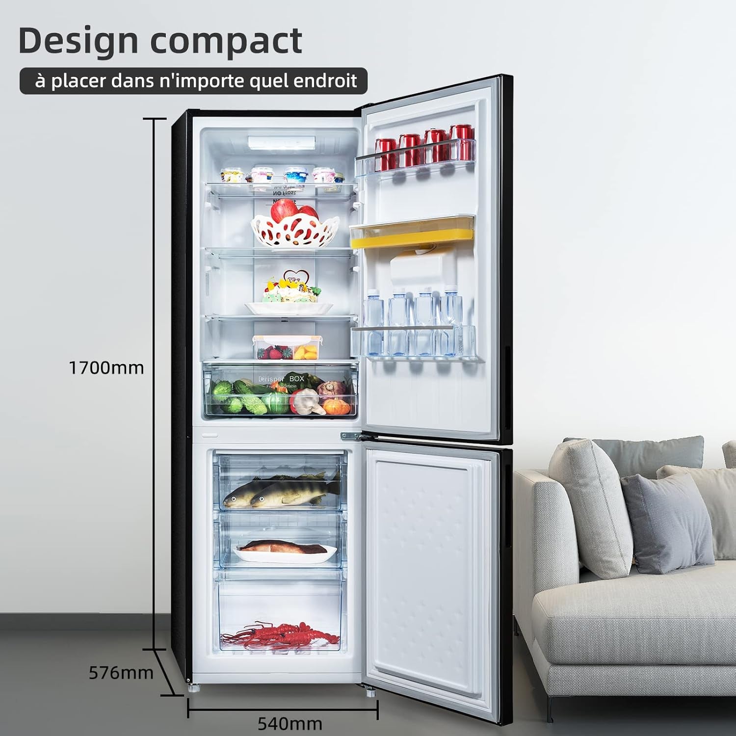 Réfrigérateur Congélateur Bas FBM228NE4DE 231L (161 + 70) Froid Ventilé, No Frost, Acier Inoxydable Noir, Portes Réversibles, 42 Db, 12 Ans De Garantie Sur Le Compresseur