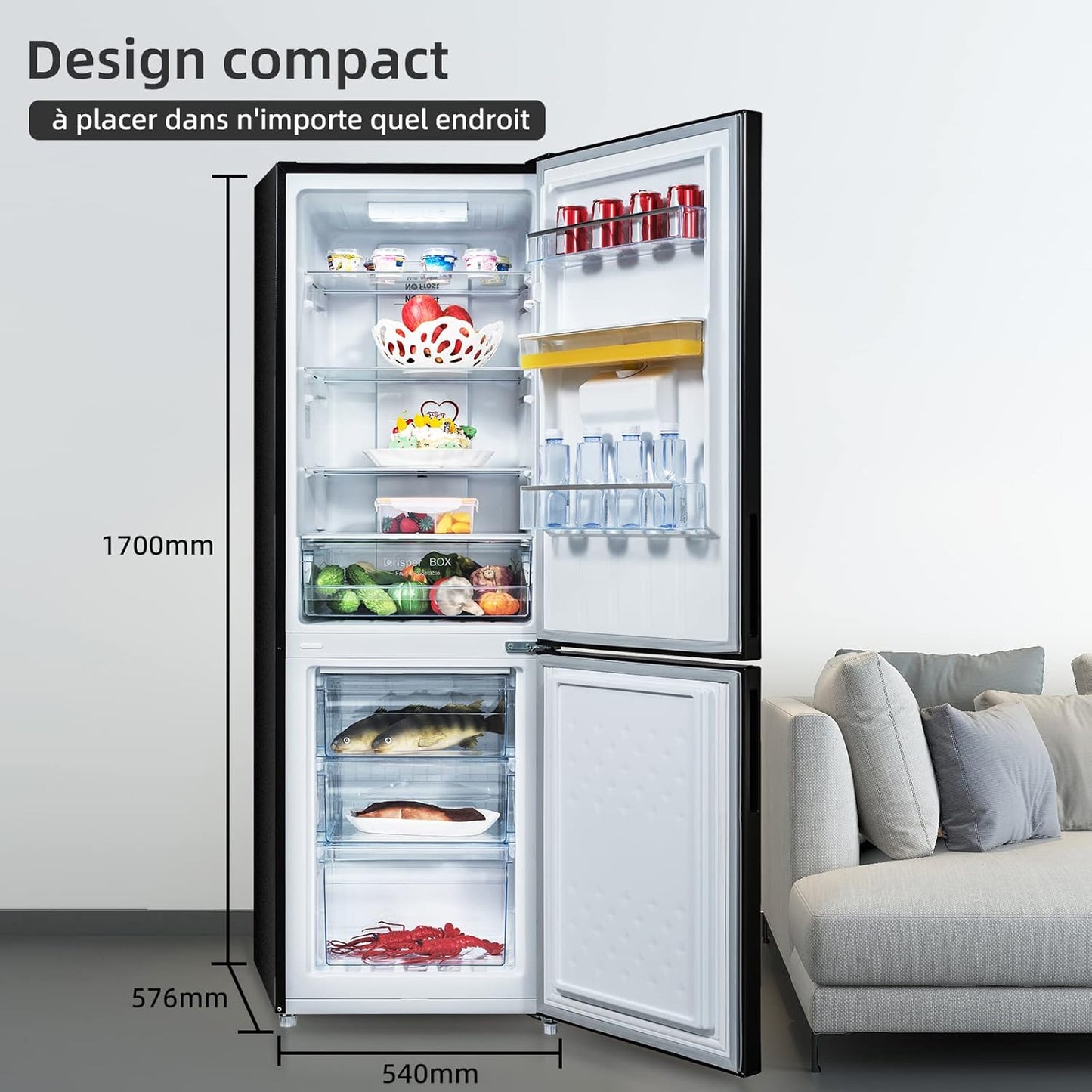 Réfrigérateur Congélateur Bas FBM228NE4DE 231L (161 + 70) Froid Ventilé, No Frost, Acier Inoxydable Noir, Portes Réversibles, 42 Db, 12 Ans De Garantie Sur Le Compresseur