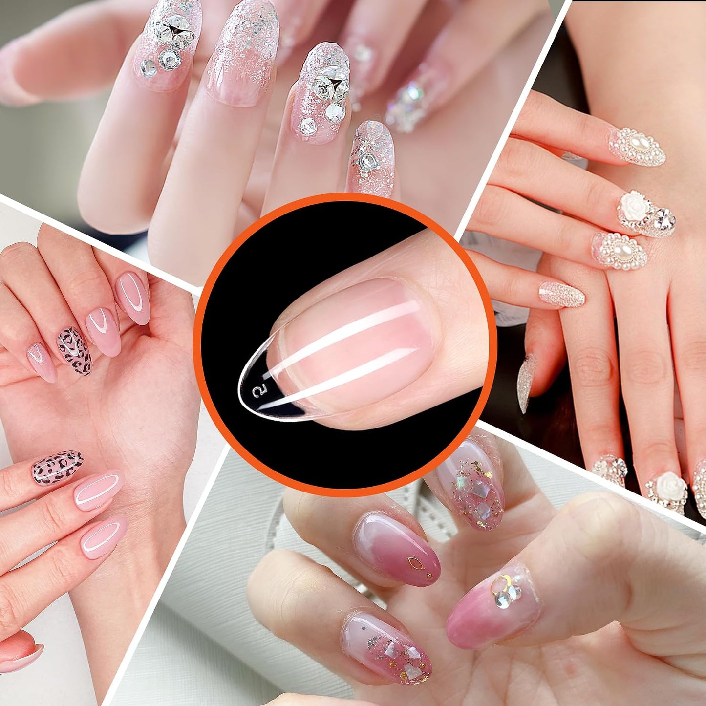 600Pièces Capsule Faux Ongles, Court Almond-Shaped Nails Ongle, 12 Tailles Capsules Americaine Ongles Pour Ongles Gel, Kit Ongle Capsule Pour Manucure, DIY