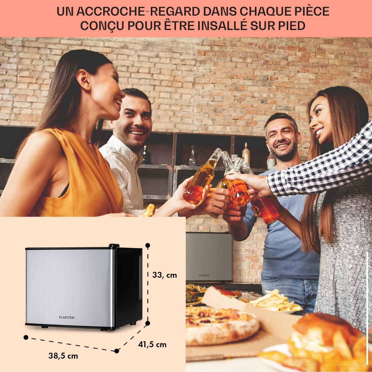 Mini Frigo De Chambre Pour Boissons, Silencieux, Mini Bar Intérieur, Bières, Vins, Petit Refrigerateur Camping, 3 Niveaux De Refroidissement, Frigo Cosmetique, 0-15°C, 17L