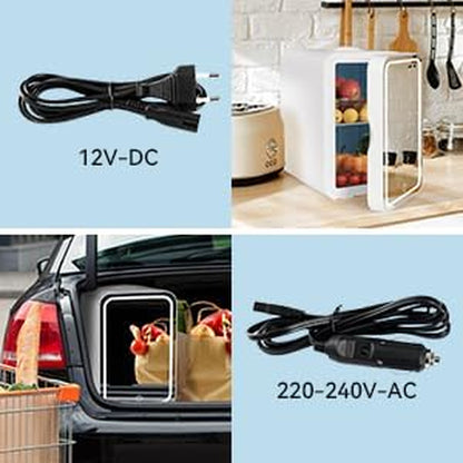YOURLITE Mini Frigo De Chambre 2 En 1 8 Litres Avec Miroir LED À Intensité Variable, Mini Réfrigérateur Portable Ac/Dc Pour Cosmétiques Réfrigérés, Produits De Soins De La Peau Et Aliments