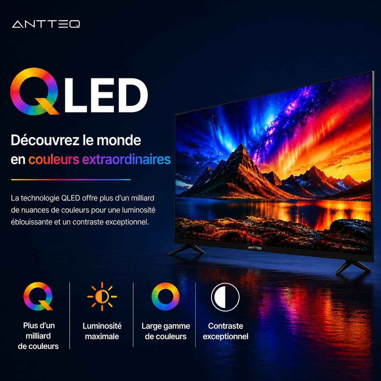 AV40F5Q 2K QLED FHD Smart TV 40 Pouces HDR10 Bluetooth Avec Triple Tuner (DVB-C/-S2/-T2) App Store, Netflix, Prime Video, Rakuten TV, DAZN, Youtube