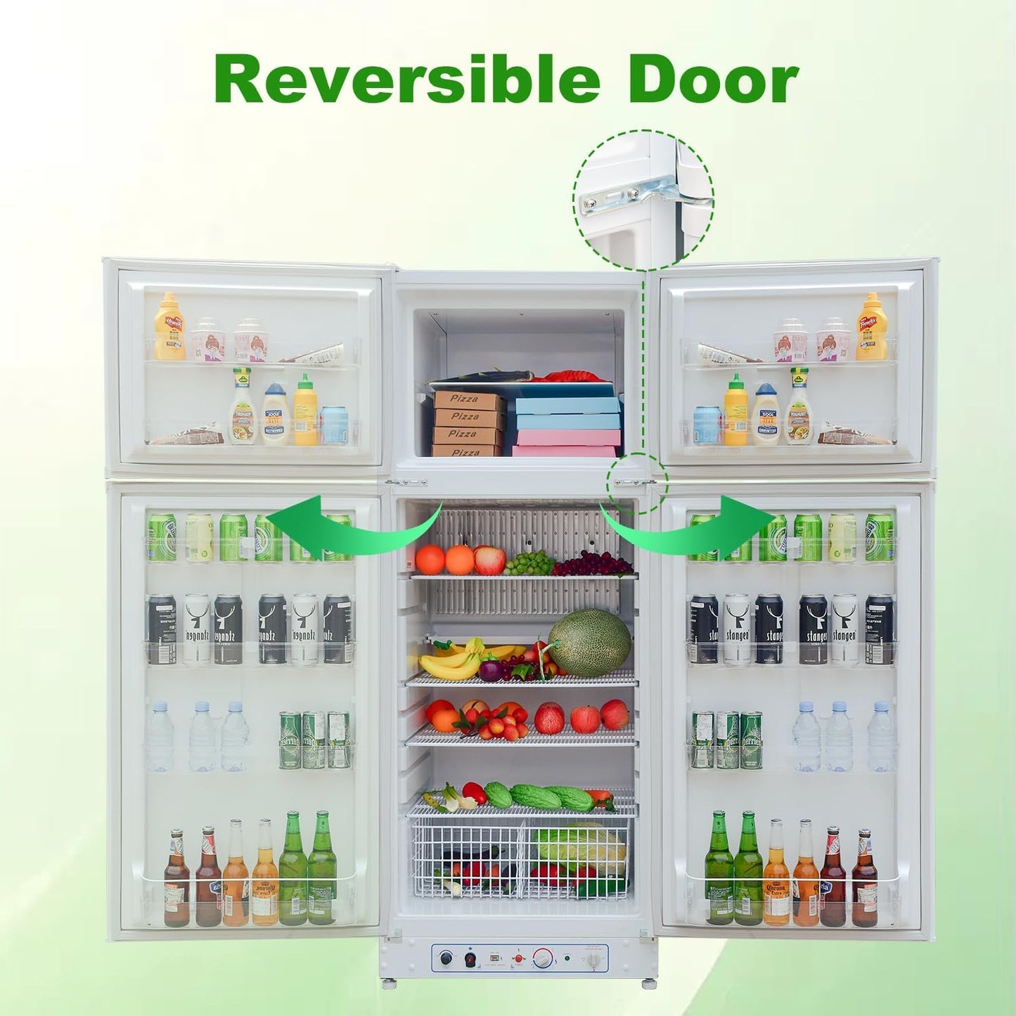 Frigo Gaz Avec Congélateur, 265L, Réfrigérateur Congélateur Gaz/220V, Frigo Congélateur Combiné, Frigo Camping Gaz Pour Camping-Car, Garage, Caravane, Mobile-Home, Blanc