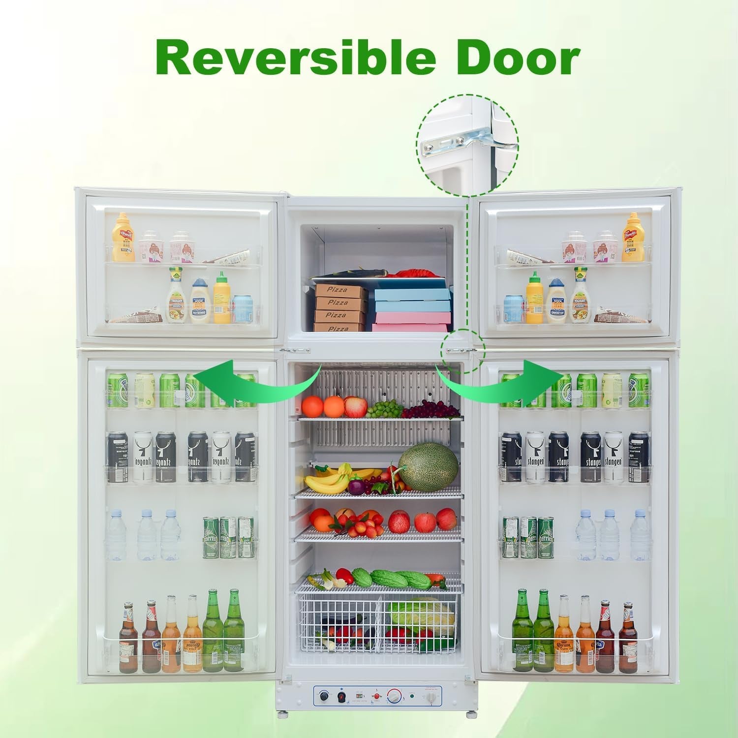 Frigo Gaz Avec Congélateur, 265L, Réfrigérateur Congélateur Gaz/220V, Frigo Congélateur Combiné, Frigo Camping Gaz Pour Camping-Car, Garage, Caravane, Mobile-Home, Blanc