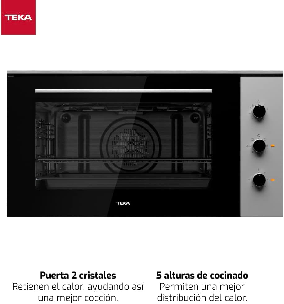 Teka HSF 900 Four Multifonction De 90 Cm, Système De Nettoyage Hydroclean ECO, 7 Fonctions De Cuisson, 5 Hauteurs De Cuisson, Porte 2 Verres, Couleur Acier Inoxydable