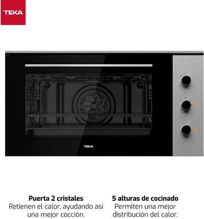 Teka HSF 900 Four Multifonction De 90 Cm, Système De Nettoyage Hydroclean ECO, 7 Fonctions De Cuisson, 5 Hauteurs De Cuisson, Porte 2 Verres, Couleur Acier Inoxydable