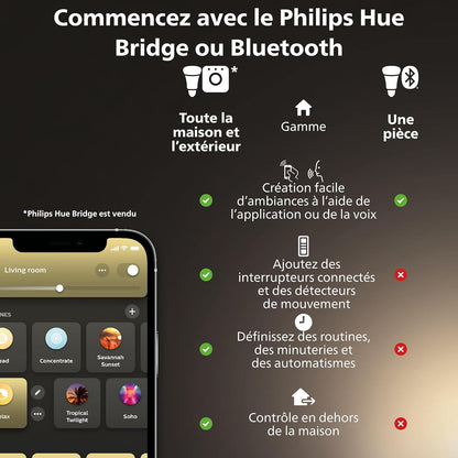 Philips Hue White Ambiance, Ampoule Vintage Filament E14, Compatible Bluetooth, Format Flamme, Pack De 2, Fonctionne Avec Alexa, Google Assistant Et Apple Homekit