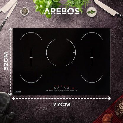 Table De Cuisson À Induction | 9800 W | 5 Plans De Cuisson Avec 2 Zones Flexibles | Avec Sensor Touch, Minuterie, Sécurité Enfants, Protection Contre La Surchauffe, Arrêt Automatique