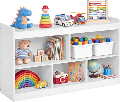 Étagère À Jouets Pour Enfants, Meuble De Rangement Esprit Montessori, 5 Compartiments Ouverts, Pour Chambre D’Enfant, Salle De Jeux, Salon, 30 X 112,2 X 65 Cm, Blanc Nuage GKR052WZ01