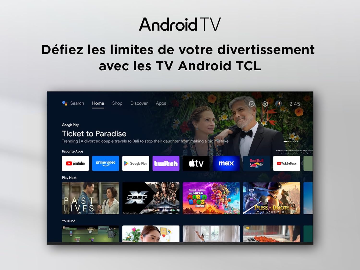 TCL 40V5C – TV QLED Direct LED Smart Full HD 40" Avec Android TV​ & HDR - Compatible Avec Google Cast & Google Home, Design Mince