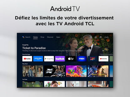 TCL 40V5C – TV QLED Direct LED Smart Full HD 40" Avec Android TV​ & HDR - Compatible Avec Google Cast & Google Home, Design Mince