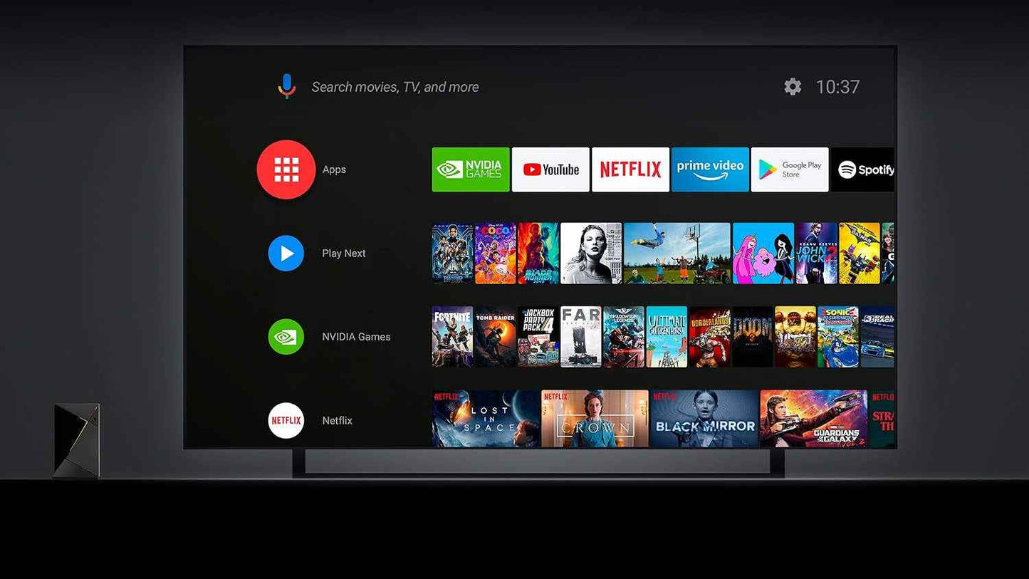 Lecteur Multimédia Et De Streaming  SHIELD Android TV Pro ; Films 4K HDR, Sports En Direct, Dolby Vision-Atmos, Upscaling Amélioré Par L'Ia, Jeux Dans Le Cloud Geforce NOW