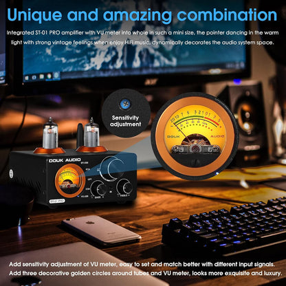 [Version Mise À Jour] ST-01 Pro 200W Amplificateur Hi-Fi Mini Récepteur Audio Bluetooth 5.0 Amplificateur À Tubes Numérique Avec Vu-Mètre, USB DAC Coax/Opt