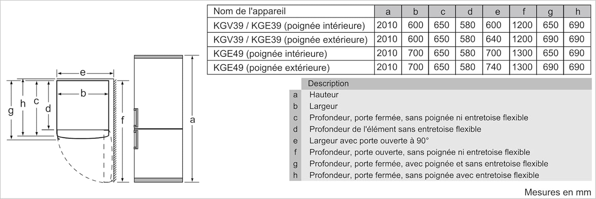KGV39VLEAS - Série 4 -Réfrigérateur Combiné Pose-Libre - 201 X 60 Cm - Inox