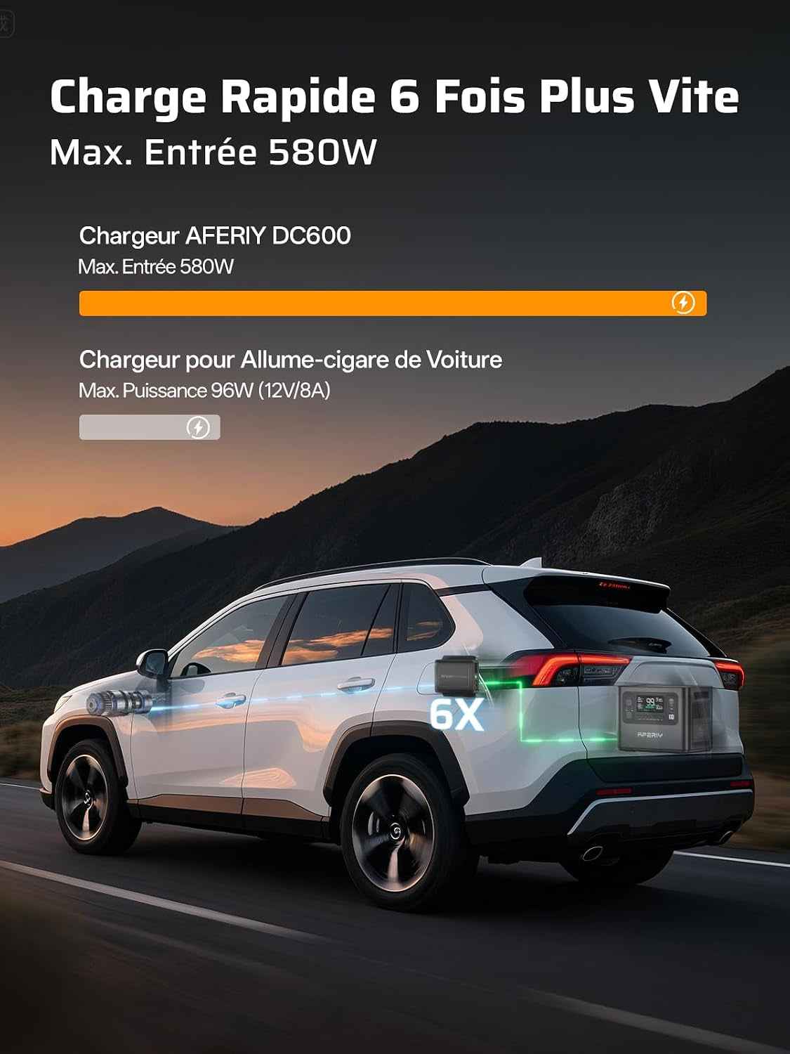 580W Chargeur De Batterie DC-DC, AF-DC060, Chargeur D'Alternateur 6X plus Rapide, Conçu Pour Générateur Électrique Portable, Compatible Avec 99% Stations Solaires Pour Camping-Car, SUV, JEEP