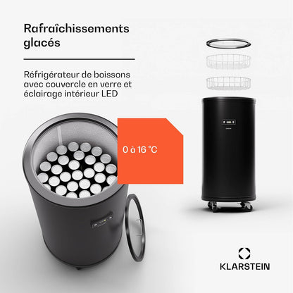 Beersafe L Réfrigérateur Avec Écran LED, Réfrigérateur De Chambre Inox, Réfrigérateur À Boissons Intérieur/Extérieur, Cave À Vin Pour Boissons, Réfrigérateur 70 L Avec Vue 360°, 0-16°C