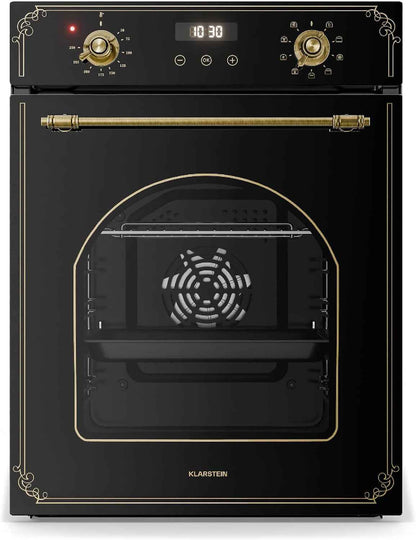 Klarstein Elizabeth Slim Four Encastrable 45 Cm - 49 L, 9 Fonctions, Minuterie Numérique, Nettoyage Vapeur, Gril Ventilé, Classe Énergétique A, Verre Trempé Noir
