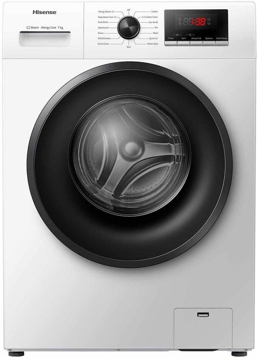 Hisense WFVB7012EM - Lavatrice a Carica Frontale 7 Kg, 1200 Tr/Min, 15 Programmes, Vapore, Affichage LED, Programma Rrapido, Partenza Ritardata, Child Lock01