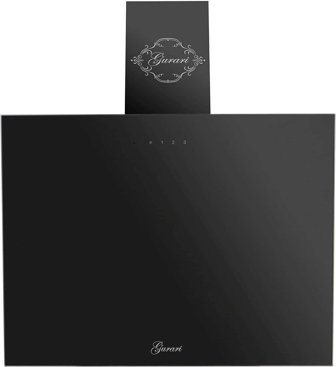 Hotte Aspirante 60 Cm Noir Verre  286 BL 6 Pr, Hotte De Cuisine Classe D'Efficacité Énergétique A, Hotte Inclinée 1000M³/H, Hotte Murale Télécommande