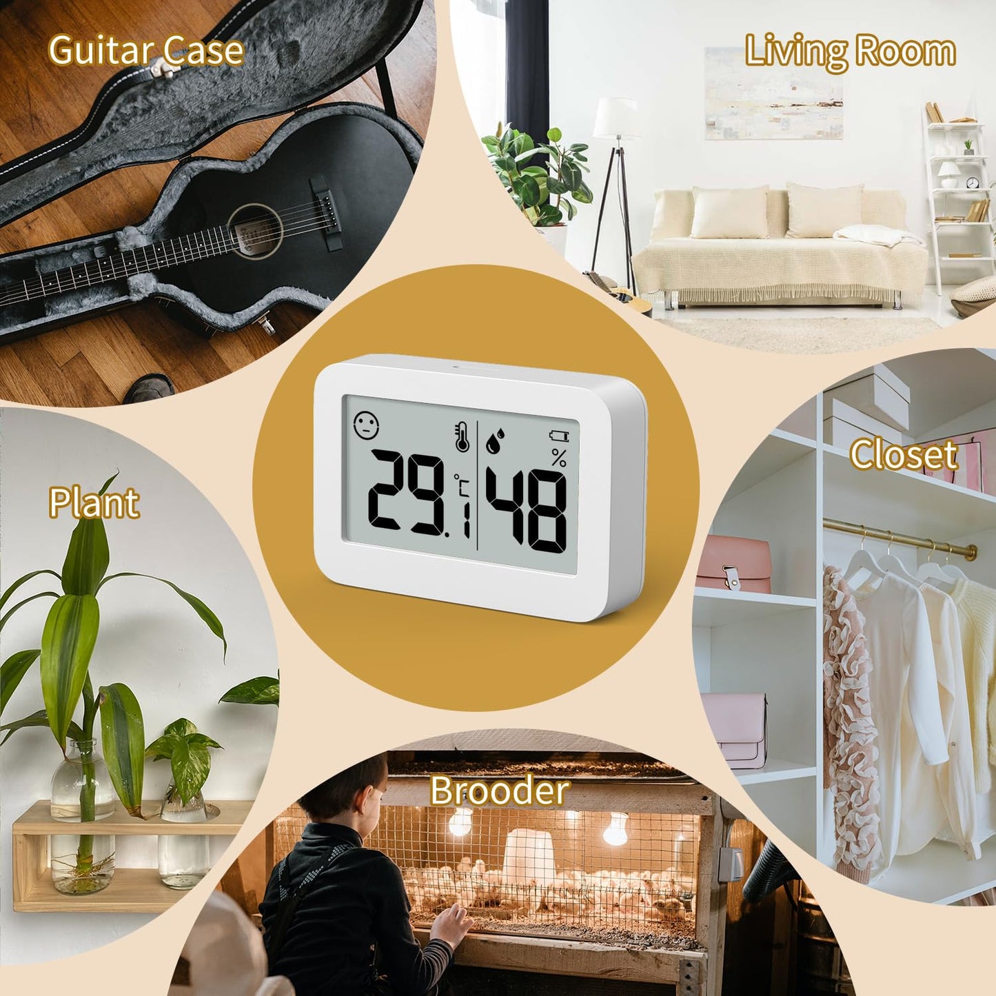 2 Mini Hygromètres Thermomètres D'Intérieur, Jauge D'Humidité Avec Celsius (℃), Moniteur De Température Numérique Pour Cave À Serre, Chambre De Bébé, Cave, Incubateur De Reptiles