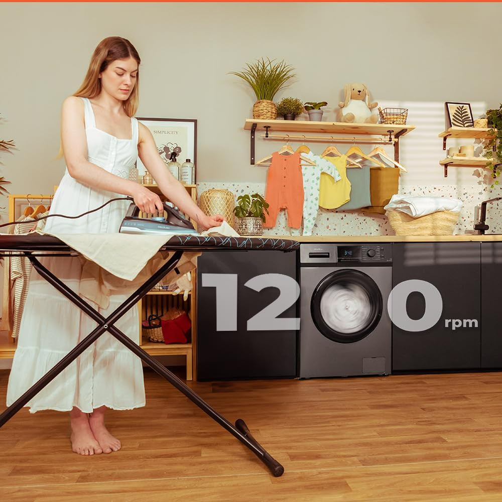 Lave-Linge 7Kg Chargement Frontal Bolero Dresscode 7410 Inverter Steel A. 1850W, 1200 Tr/Min Réglable, 16 Programmes, Faible Consommation D'Énergie, Vapeur, Stérilisation Du Linge