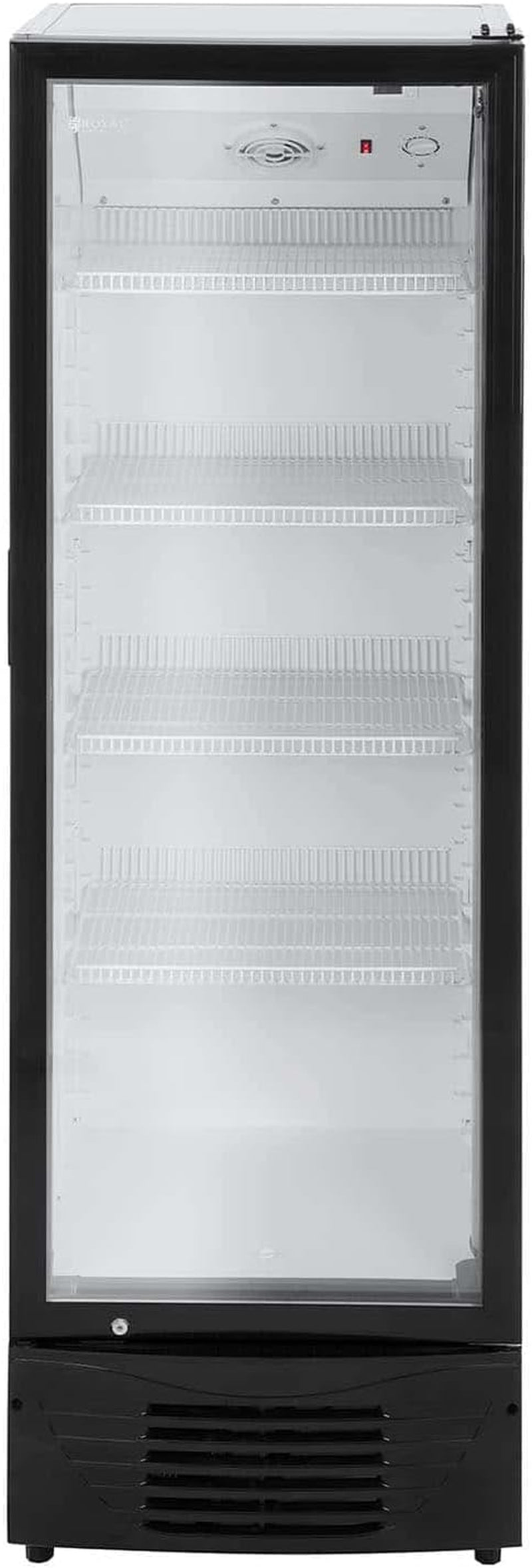 Frigo À Boissons Réfrigérateur Bar Vitrine RCGK-W320 (Cadre Noir, 320 Litres, 210 Watts, Jusqu'À 228 Cannettes, 4 Tablettes Réglables)