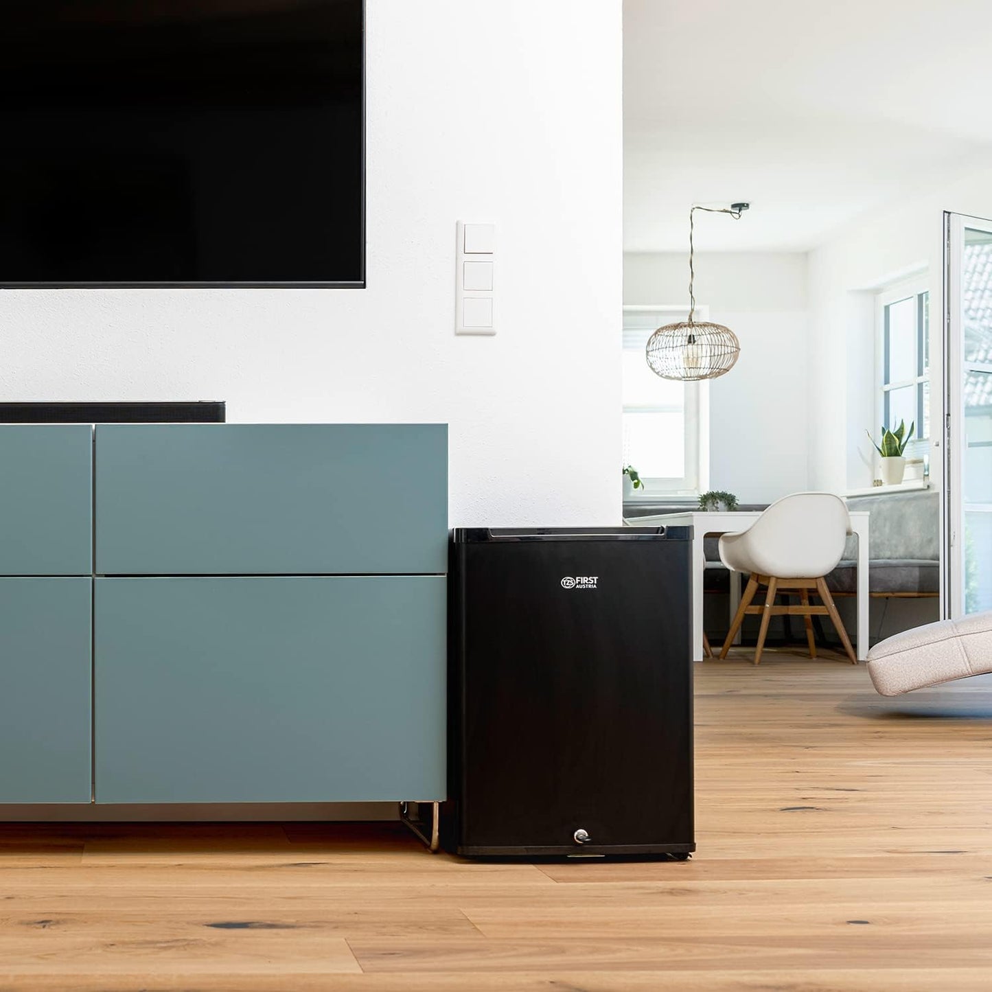 TZS First Austria Mini Frigo De Chambre 40L - Petit Frigo Silencieux Sans Congélateur, Réfrigérateur À Boissons Avec Clé, Butée De Porte Interchangeable, Idéal Pour Hôtel