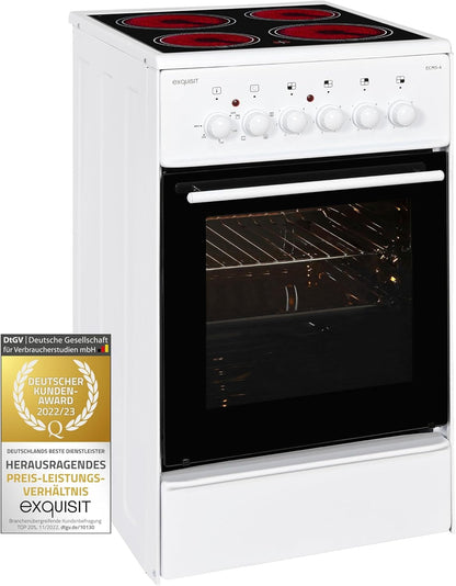 Exquisit ECM 5-4 Cuisinière Blanc Plaque Avec Zone À Induction a - Fours Et Cuisinières (Cuisinière, Blanc, Rotatif, Devant, Plaque Avec Zone À Induction, Verre-Céramique)