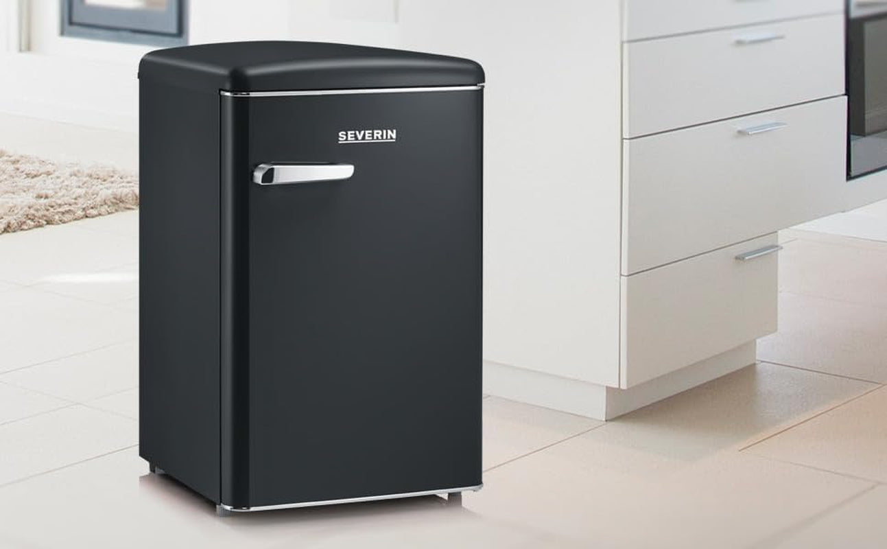 Réfrigérateur Congélateur, Pose Libre, Longueur 55 Cm, 108L, Classe D, 110 Kwh/An, 37 Db, Look Rétro, Noir Mat, RKS 8832